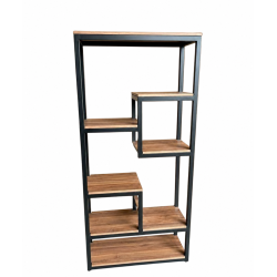 Estante tipo nicho escadinha e acabamento em madeira