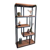 Estante tipo nicho escadinha 2 e acabamento em madeira