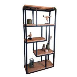 Estante tipo nicho escadinha 2 e acabamento em madeira