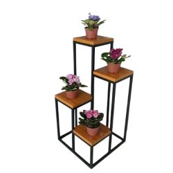 Floreira de chão para cantos tipo banquetas e acabamento em madeira