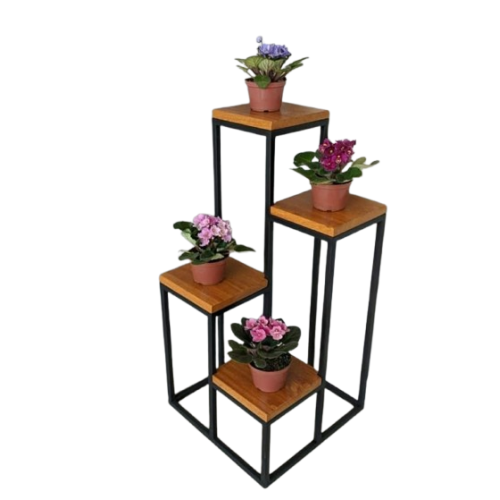 Floreira de chão para cantos tipo banquetas e acabamento em madeira