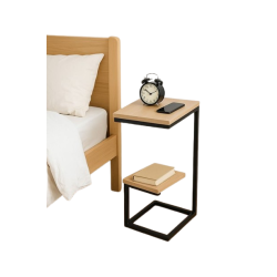 Mesa de cabeceira com mini andar e acabamento em madeira